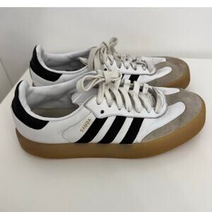 Adidas Sambae Samba Sneakers Women's 7 Black White Gum Casual Preppy Minimalist